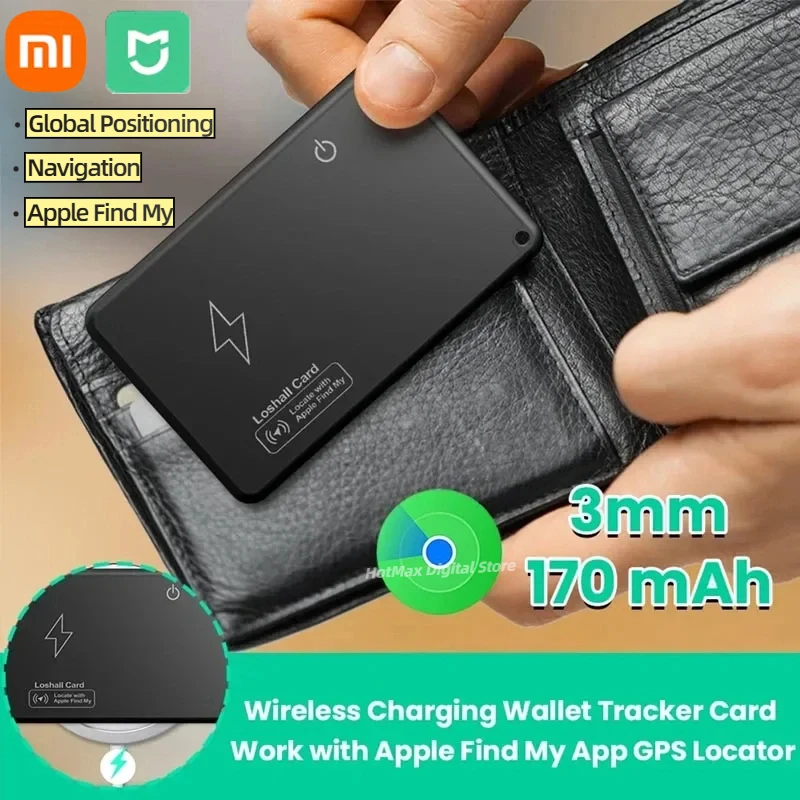 

Карта слежения за беспроводной зарядки Xiaomi, кошелек, GPS-локатор, мини-смарт-тег, работа с Apple Find My для кошелька, карта слежения за паспорт