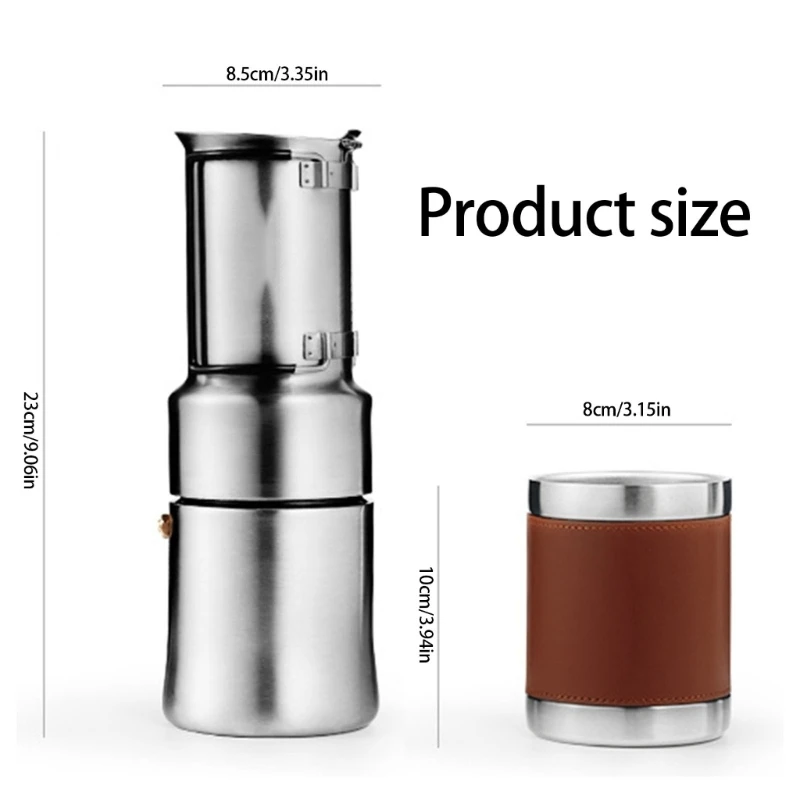 Portable Mocha Pot and Cup Coffee Maker Easy to Operate for Outdoor Camping Trip and Indoor Coffee Enjoyment 350ml