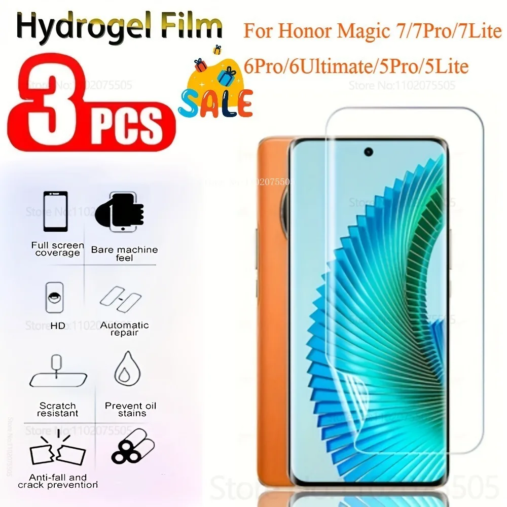 3Pcs Ultra-clear Hydrogel Film for Honor Magic 7 Pro/7 Lite/6 Pro/6 Ultimate Anti-Scratch Screen Protectors Magic 5/5 Pro/5 Lite