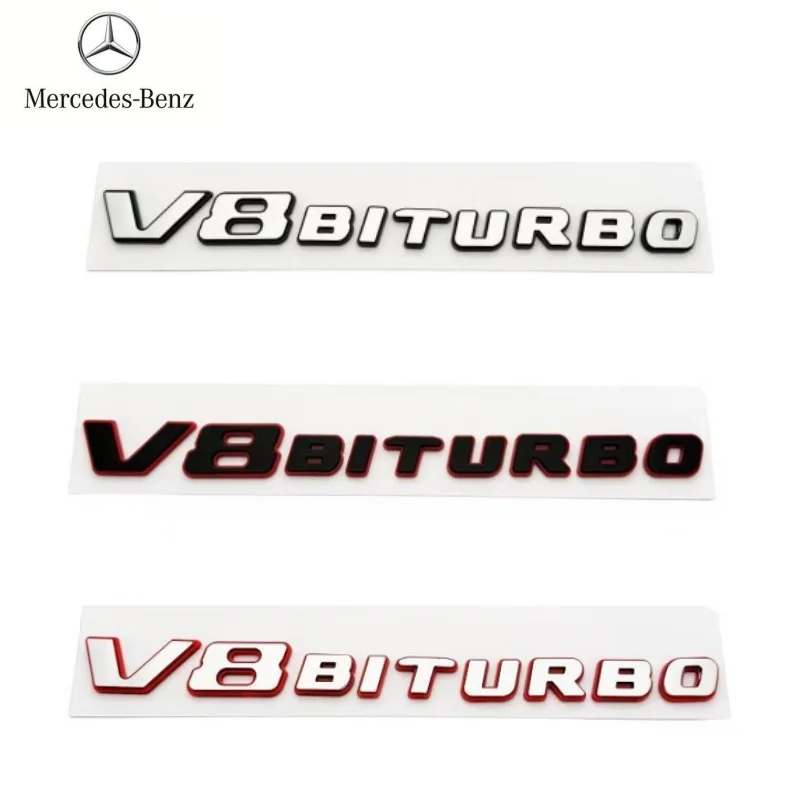 

3D letter car stickers ABS Emblems V8 Biturbo Badge for Mercedes Benz C63 E63 G63 C/E/G class 2024 decorate Accessories