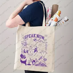 1pc Speak Now Pattern borsa a mano in tela Casual, borsa a tracolla pieghevole da viaggio, borsa a tracolla Taylor merch