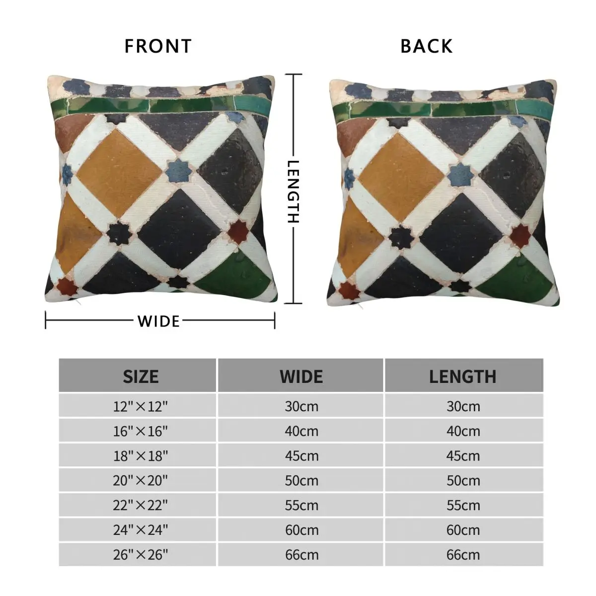 Wall Tile In The Alhambra Square Pillowcase Polyester Linen Velvet Creative Zip Decor Pillow Case Sofa Cushion Cover
