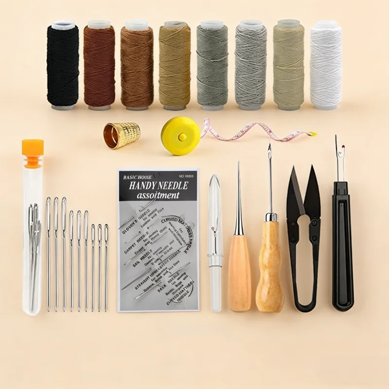 

Набор для работы с кожей, набор для шитья кожи, игла с большим ушком, вощеная нить, набор для ремонта кожаной обивки, инструменты для работы с кожей