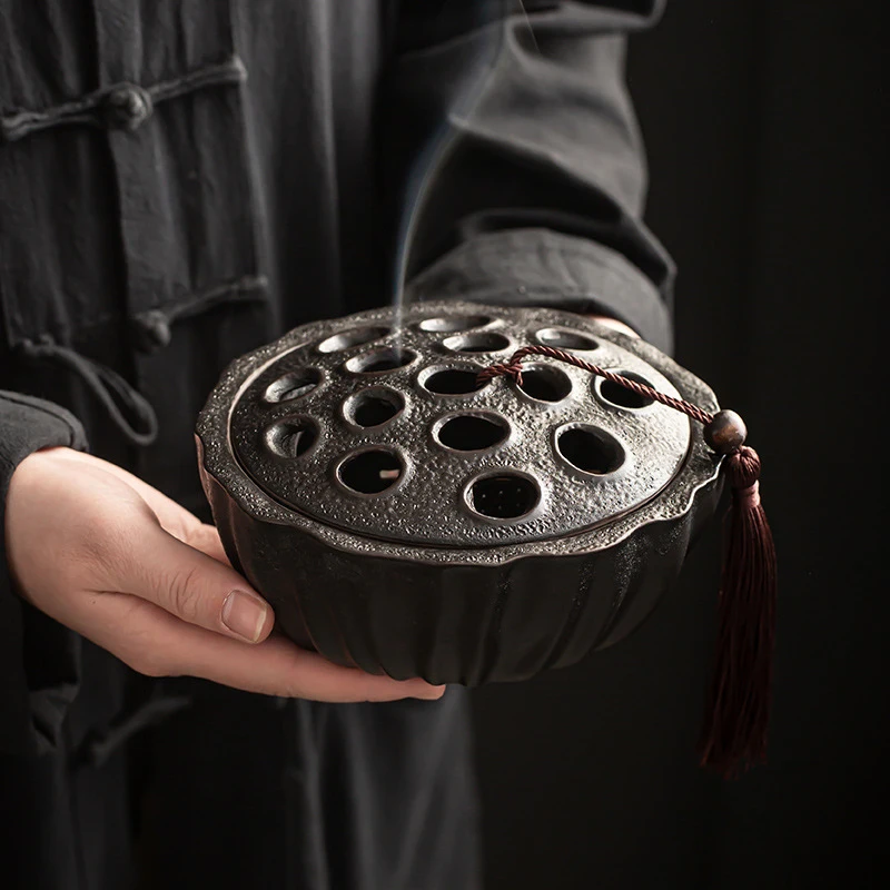 Hollow Lotus Ceramic , Large Size Home Use, Indoor Incense Burner For Sandalwood, Fireproof Mosquito