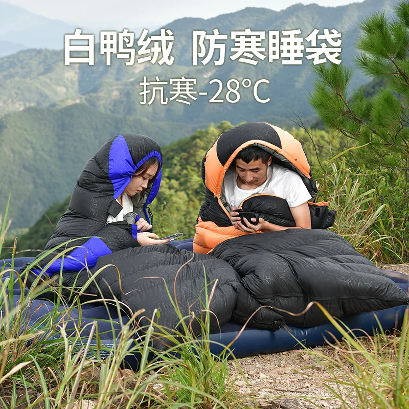 Down-Filled Sleeping Bag Adult Outdoor Camping Adult Autumn and Winter Thickened Cold Protection Four Seasons Universal down Cot