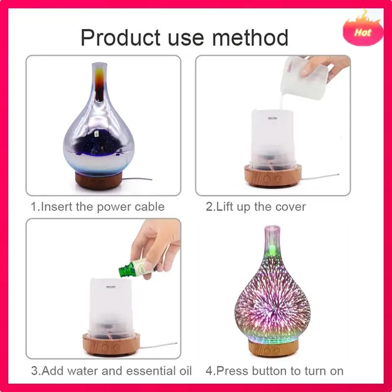 

AD-100ML 3D стеклянный диффузор эфирного масла бесшумный диффузор эфирного масла увлажнитель воздуха для спальни и офиса
