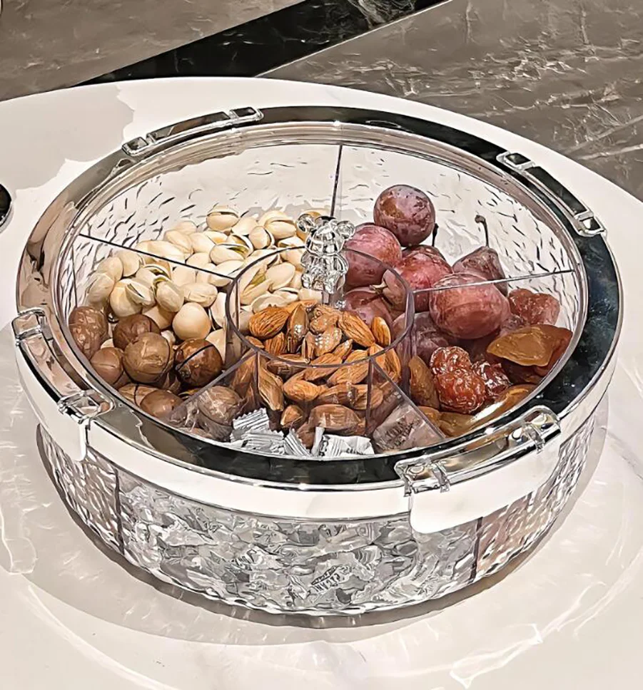 Food Storage Tray Dried Fruit Snack Plate Appetizer Serving Platter For Party Candy Pastry Nuts Dish With Cover