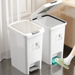 8L/10L Trash Can 2 in 1 Press-type Pedal Garbage Bin Plastic Large Capacity Paper Box Kitchen Toilet Paper Basket Cleaning Tools