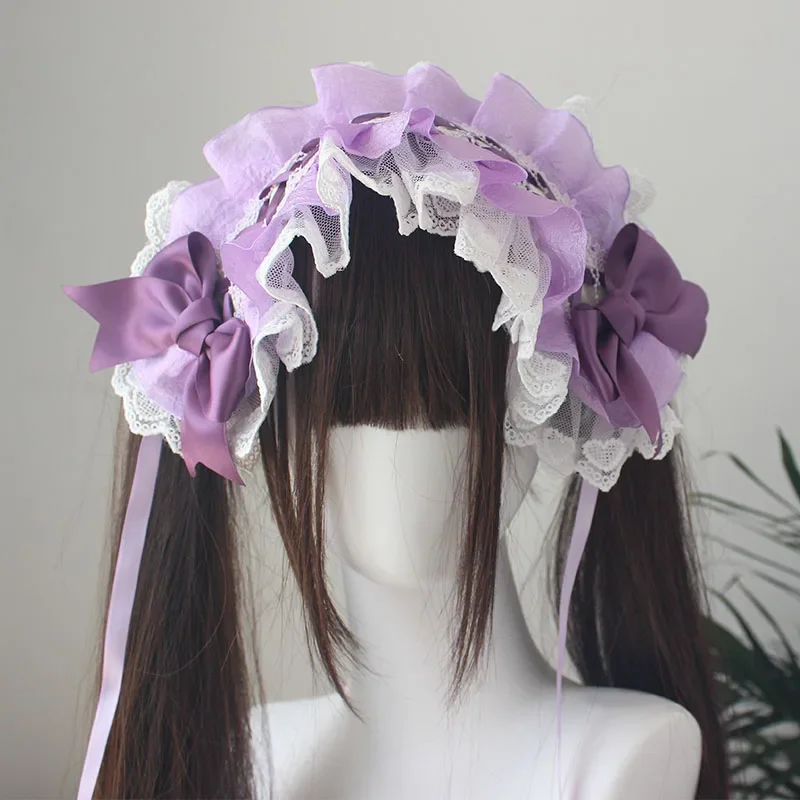 Fascia per capelli Lolita originale fatta a mano Love Girl Lolita Bow Accessori per capelli All-Match Fascia per capelli in pizzo carino