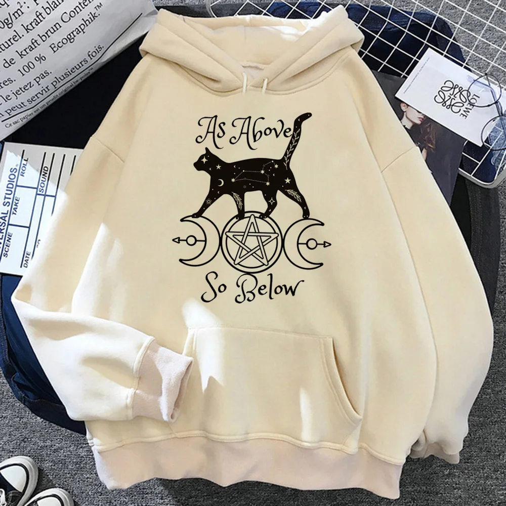 Witch Triple Moon hoodie Y2K patterned clothes for teens pattern anime sweater female pullover tracksuits funny casual wear