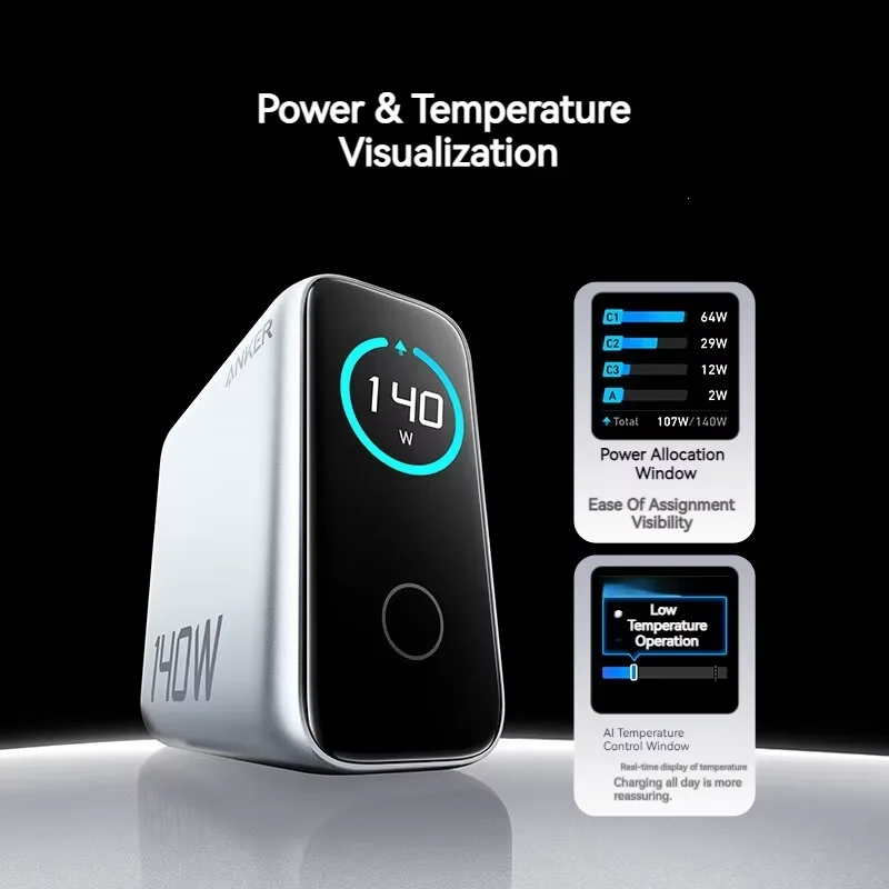 Original Anker Zolo 140W GaN Charger PD Fast Charge 4 Ports For IPhone 13 14 15 16 Pro Max Laptop Tablet With 1.5m Cable