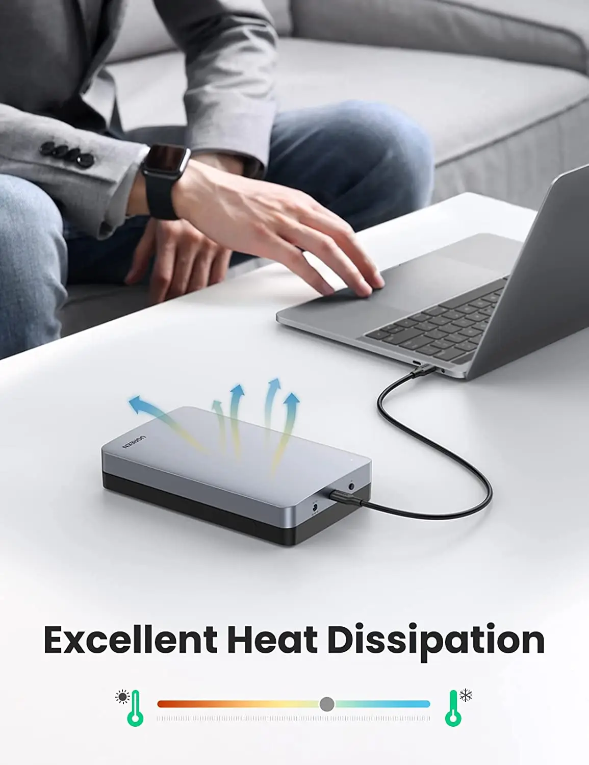 UGREEN Custodia per disco rigido esterno SATA da 3,5 pollici per HDD SSD SATA da 2,5 pollici Custodia in alluminio USB C 3.1 Gen 2 ad alta velocità da 6 Gbps