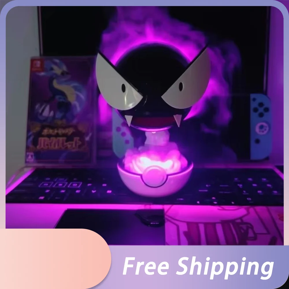 Humidificador de Anime Gastly Pokemon, pulverizador de reposición de agua, purificador de aire de escritorio, lámpara LED, decoraciones, atomizador de ambiente interior, regalo ﻿