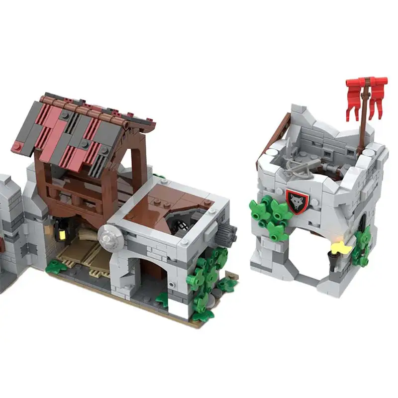 MOC Architecture modulaire médiévale paquet de loup ruines château modèle de construction blocs de construction briques à monter soi-même jouets cadeaux de noël pour enfants