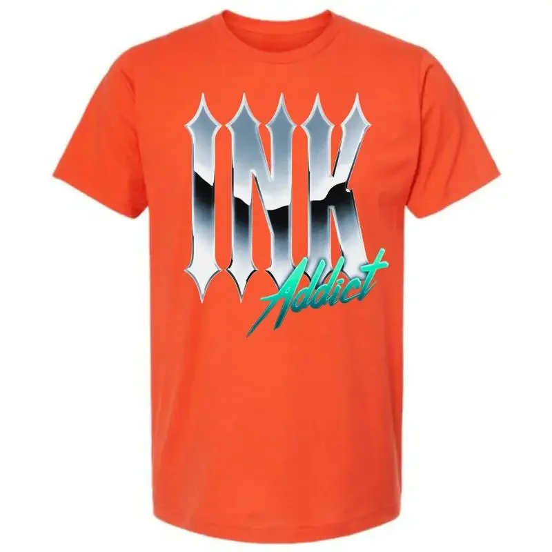 NEW InkAddict UNISEX CHROME INK T Shirt ORANGE SMALL 3XLARGE MADE IN USA
