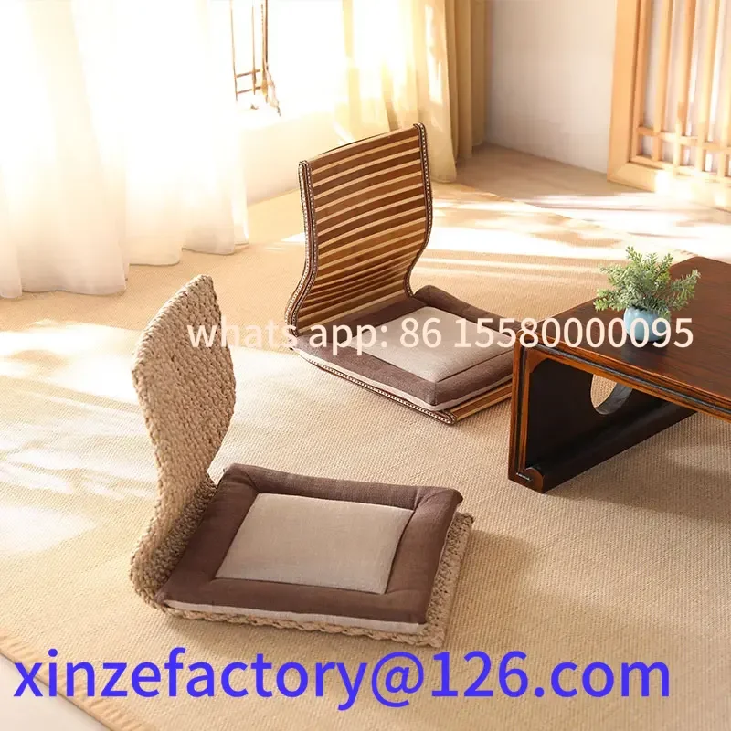 

Customizable Tatami Legless Rattan Seat Bedside Computer Chair Natural Grass Weaving Bay