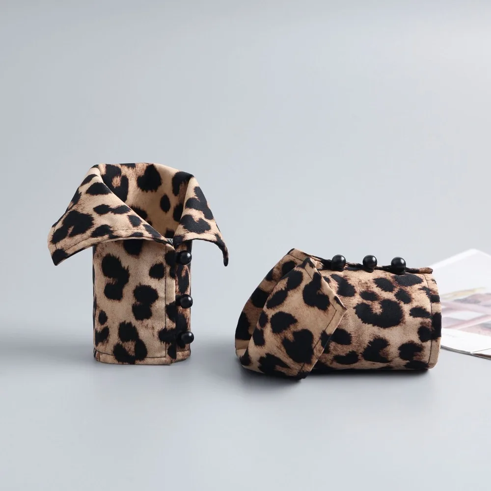 Съемная рубашка с леопардовым принтом, искусственный воротник, декоративные искусственные рукава для рук, легко носить, блузка, воротники, накладные манжеты на запястьях