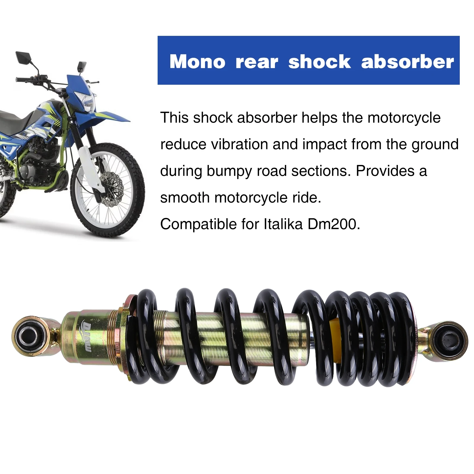 

Compatible for Italika Dm200 Rear Shock Absorber Motorcycle Shock Absorber Mono Shock Absorber Cushioning Smooth Ride