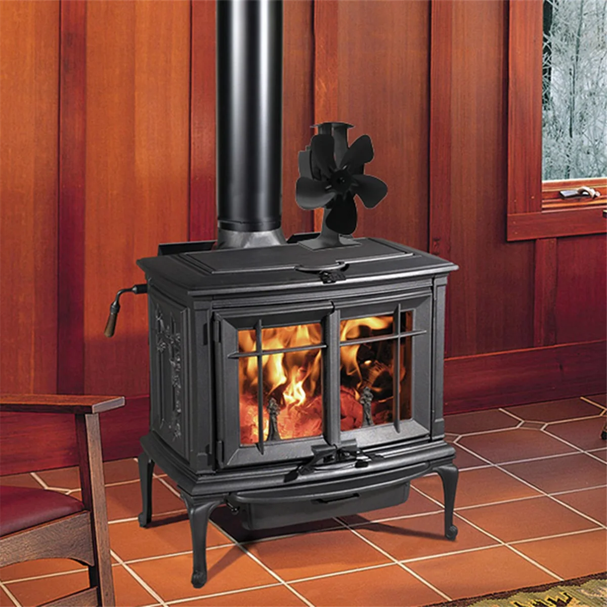 Wood Stove Fan 5-Blade Heat Powered Stove Fan for Wood/Log Burner Fireplace Fan Efficient Heat