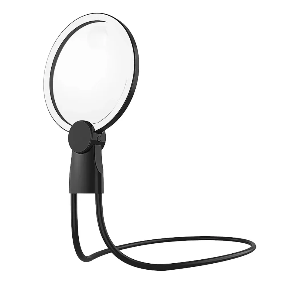 

3 Color LED Lights Magnifying Glass Neck Wearing Handheld Hanging Neck Magnifying Glass Acrylic Large Screen