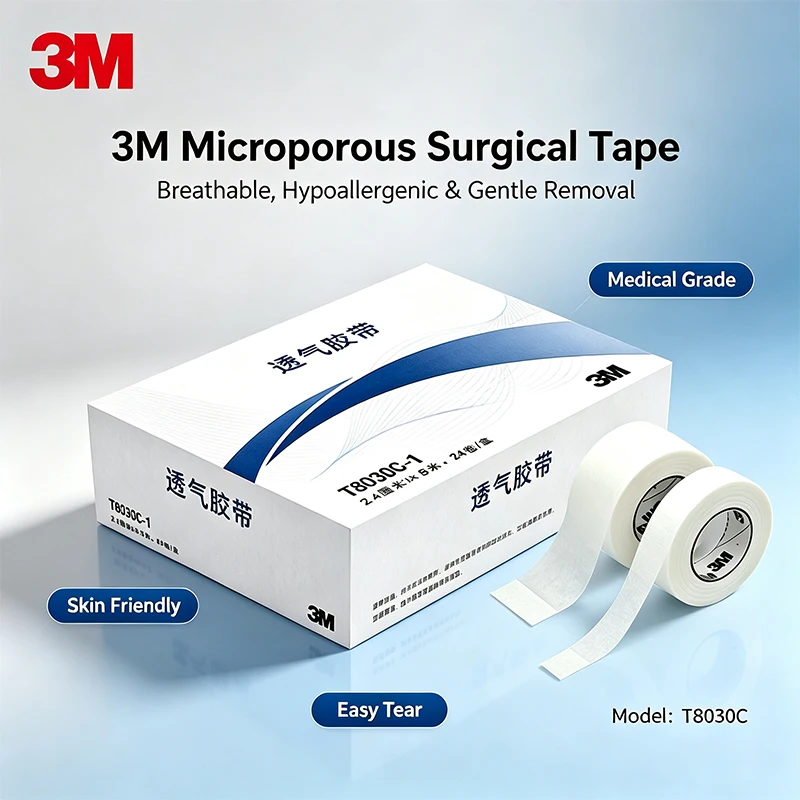3M T8030C Nonwoven Surgical Tape White Highly Breathable Gentle Adhesion Hypoallergenic Easy Tear Tape