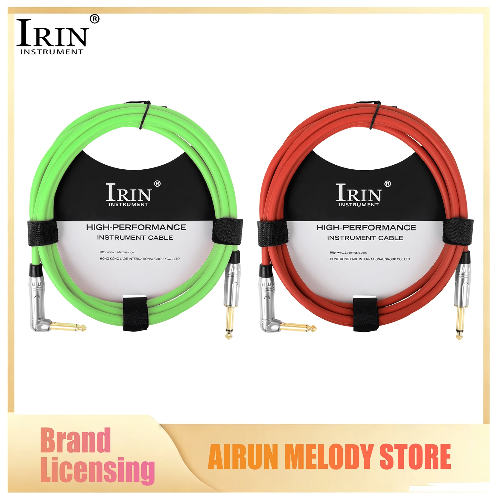 IRIN 3M Audio Connection Cable Noise Reduction 6.35mm Straight Right Angle Plugs for Electric Guitar Bass Live Performance