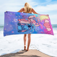 1 PC Stitch Cartoon Disney Collection Beach Towel - Super Absorbent, Quick Dry, Lightweight, Soft & Oversized Microfiber Beach B