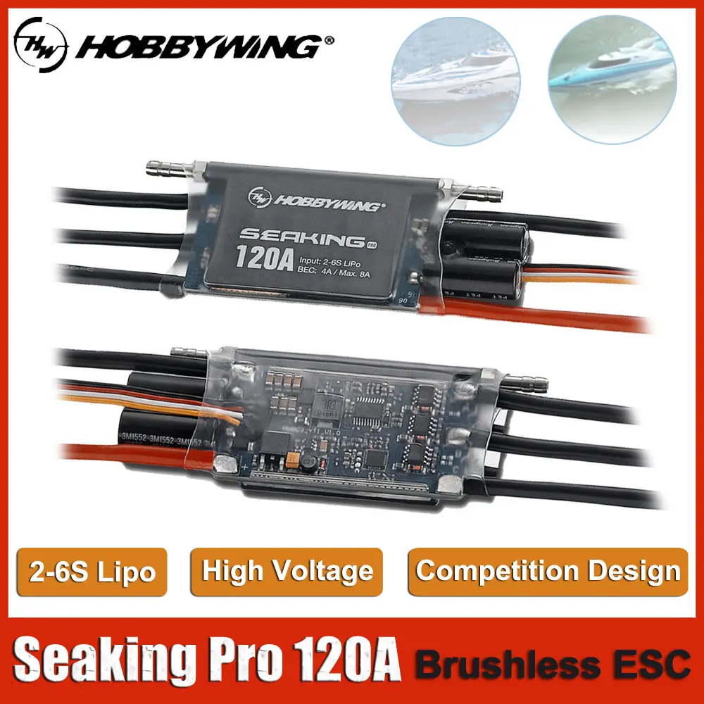 

Hobbywing Seaking Pro 120A бесщеточный водонепроницаемый брызгозащищенный ESC 2-6S для ECO Mono1 других соревнований радиоуправляемые лодки, корабли, детали модели