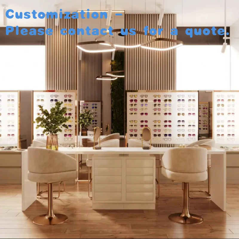 

custom.Modern Optical Store Glass Showcase Wooden Sunglasses Shop Glass Shelf Display Custom Eyewear Shop Design