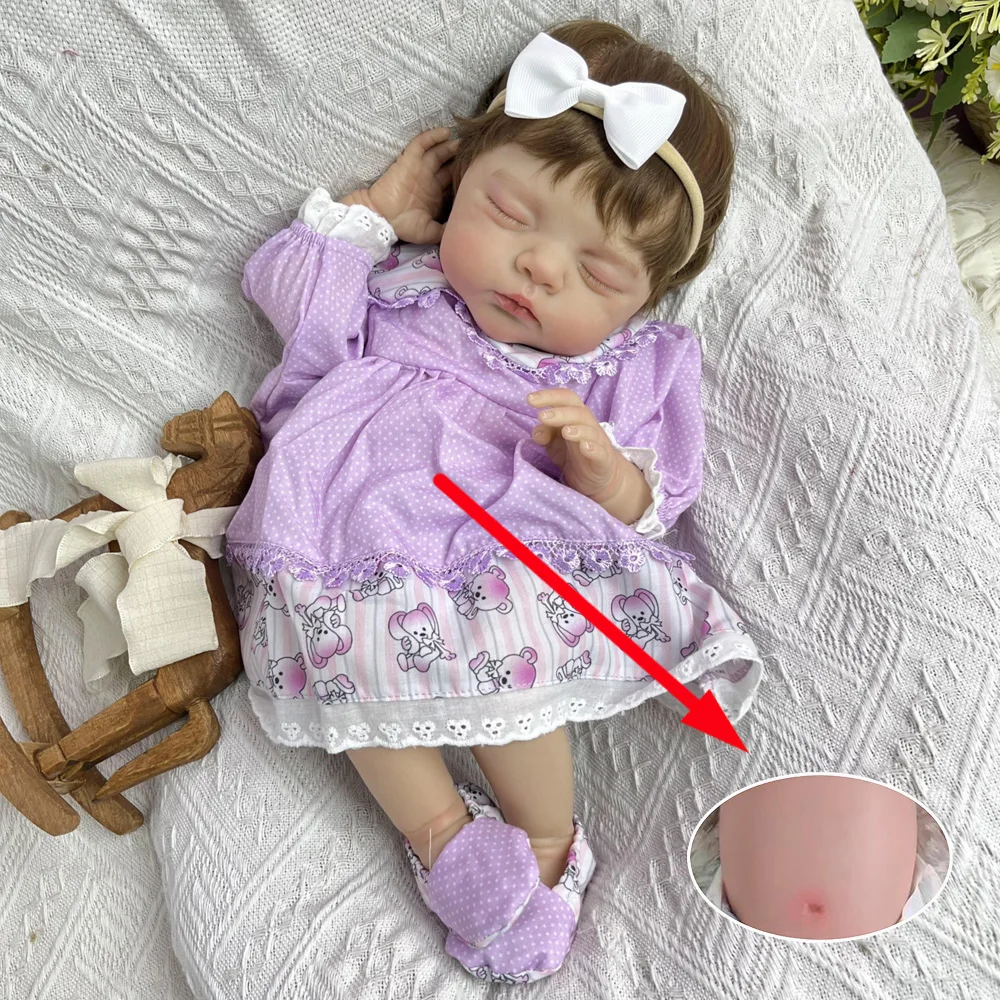 BZDOLL 19 Calowa 48 CM Lalka Reborn Dziewczynka z Pełnego Winylu, Realistyczna, Ręcznie Robiona, Modna, Idealna na Prezent Urodzinowy