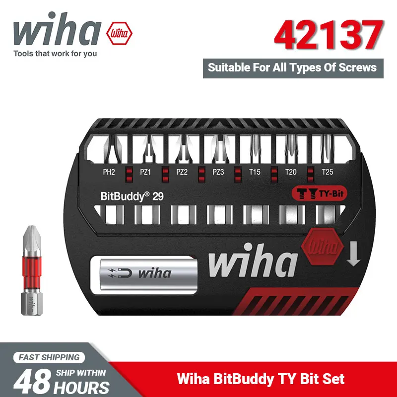 

Wiha 42137 BitBuddy TY Bit Set 8 Pieces 29mm Phillips Pozidriv TORX Extended Service Life and High Quality Material