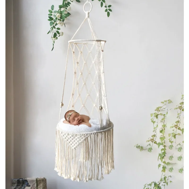 新生児写真撮影用ハンモック、レース吊り下げベビースイング、幼児写真ポーズ用小道具、写真撮影スタジオ背景装飾