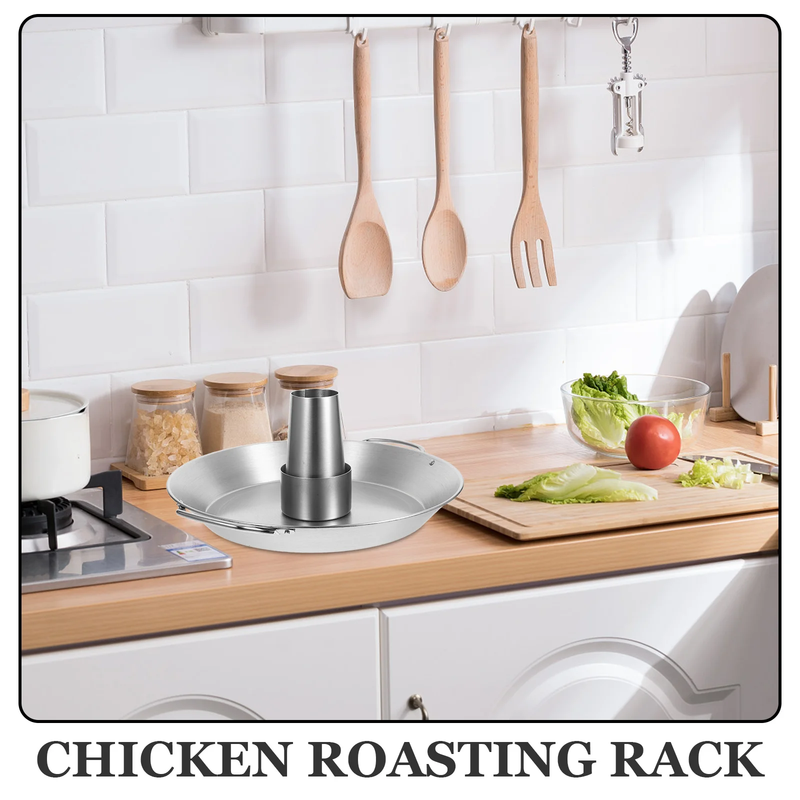 

Roaster Stand Stainless Steel Barbecue Grilling Roast Turkey Rack Vertical Chicken Holder Grill Tool Outdoor Cooking Supply