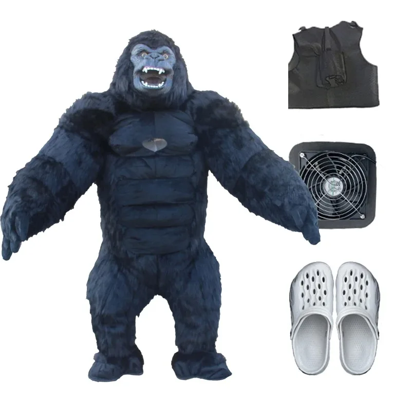 

2.6M Giant Inflatable Gorilla White Black Grey Color Costume Performance Jumpsuit Cosplay Dress Dance Stage Prop Carnival Garmen