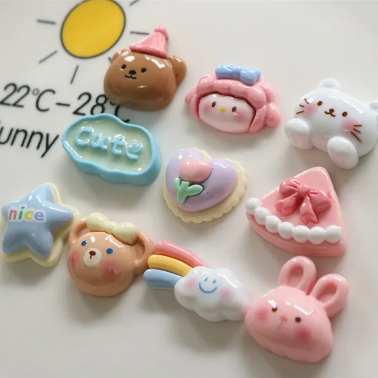 5pcs miniso series animal cartoon resin flatback cabochons diy crafts materials jewelry making charms