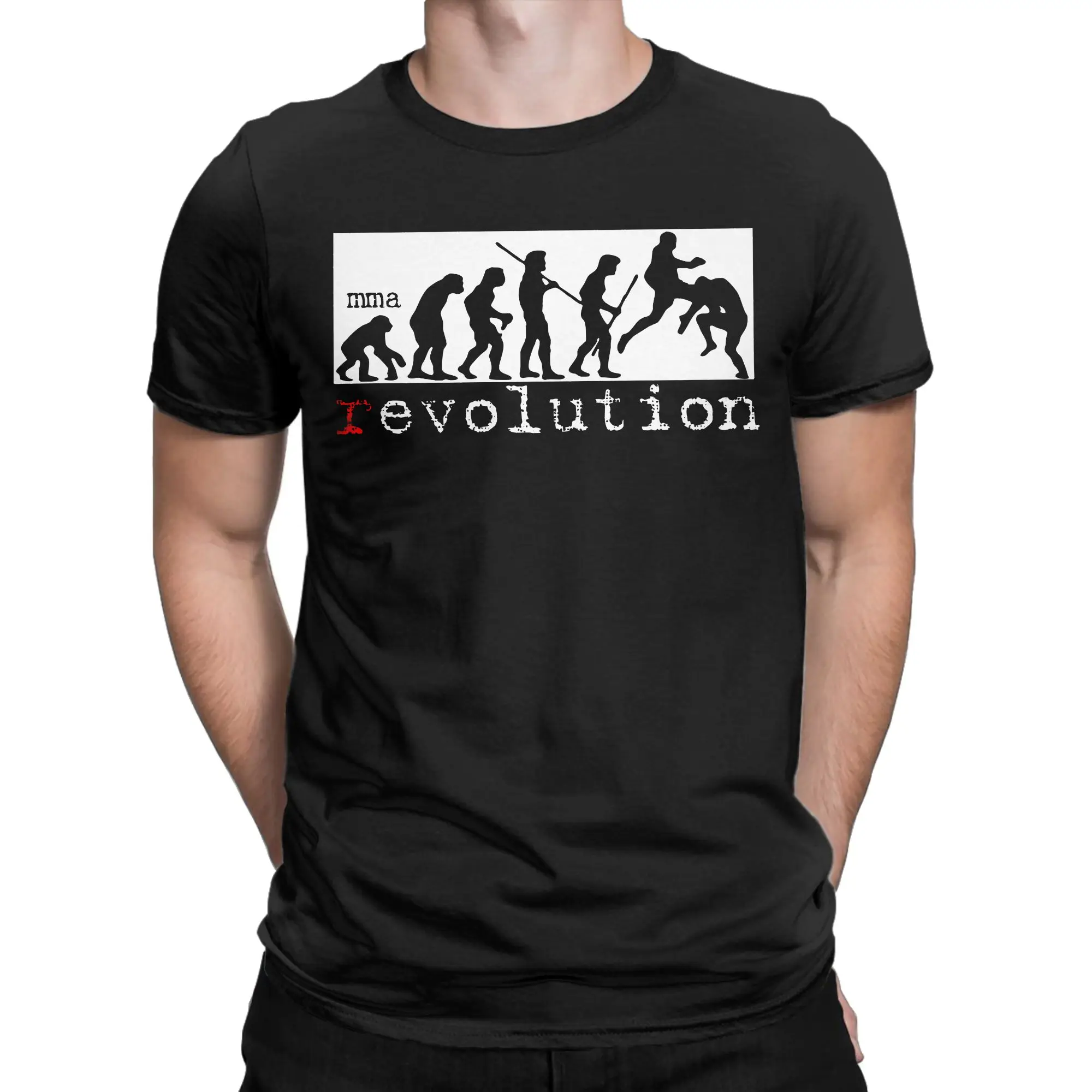 MMA Revolution Evolution Chart Dark BJJ Jiu Jitsu T Shirts for Men Cotton T-Shirts Crew Neck  Tee Shirt Short Sleeve Tops Gift