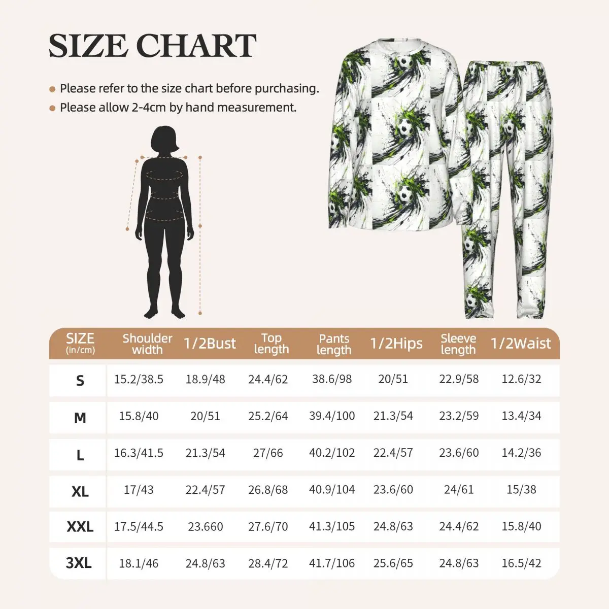 Abstract Colour Soccer Splash Ink Football Round Neck Long Sleeve Nightgowns for Sleepshirts Women Soft Pajama Set Long Pants