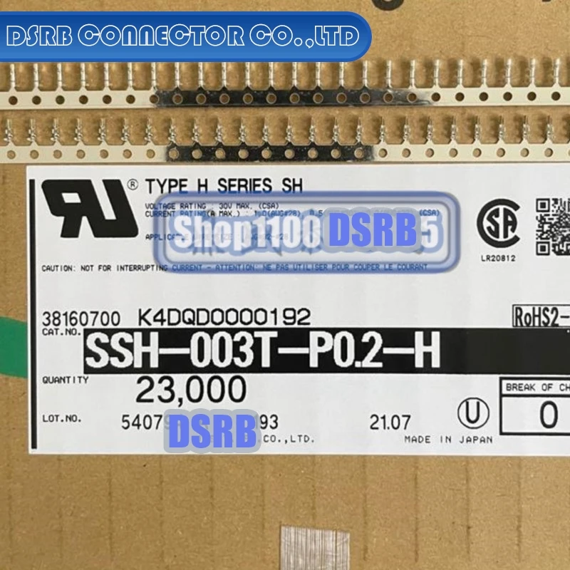 

100pcs/lot SSH-003T-P0.2-H Terminal Wire gauge 28-32AWG 100% New and Original