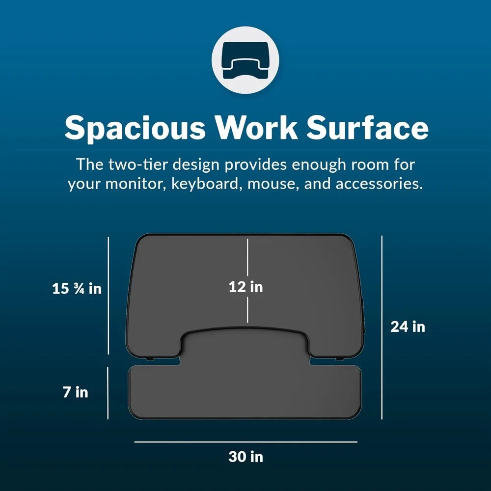 Two-Tier Standing Desk Converter for Monitor & Accessories - Height Adjustable Sit Stand Desk - Fully Assembled Monitor Riser