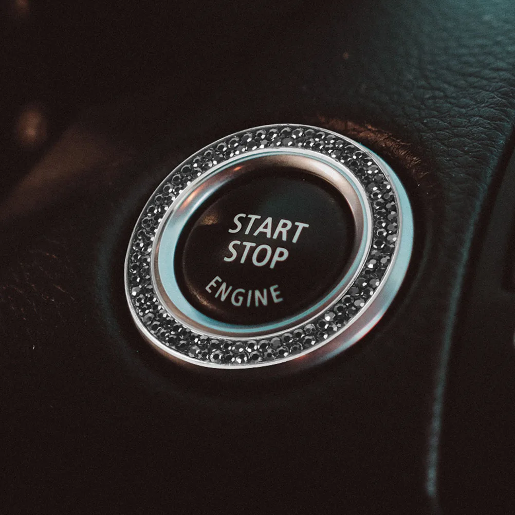 

2Pcs Rhinestone Car Engine Start Button Ring Bling Sticker Decoration Cover Push to Start Accessories Glitter Elegant Self