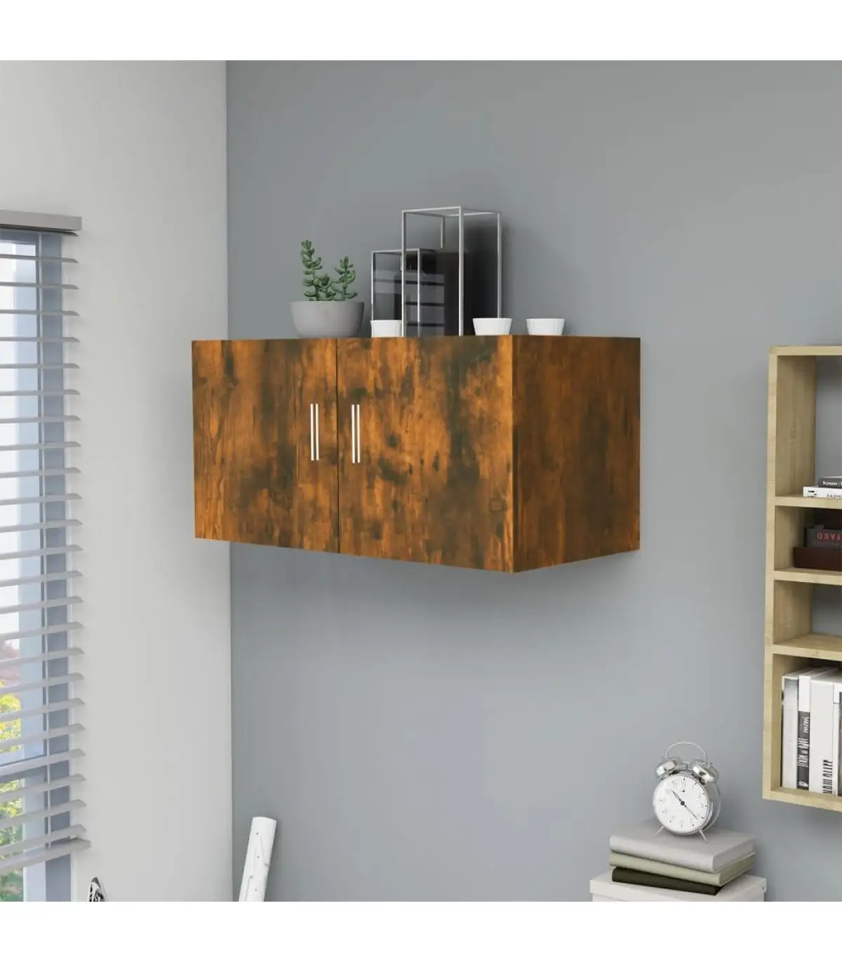 Shelves and shelves wall cabinet plywood smoked oak 80x39x40 cm