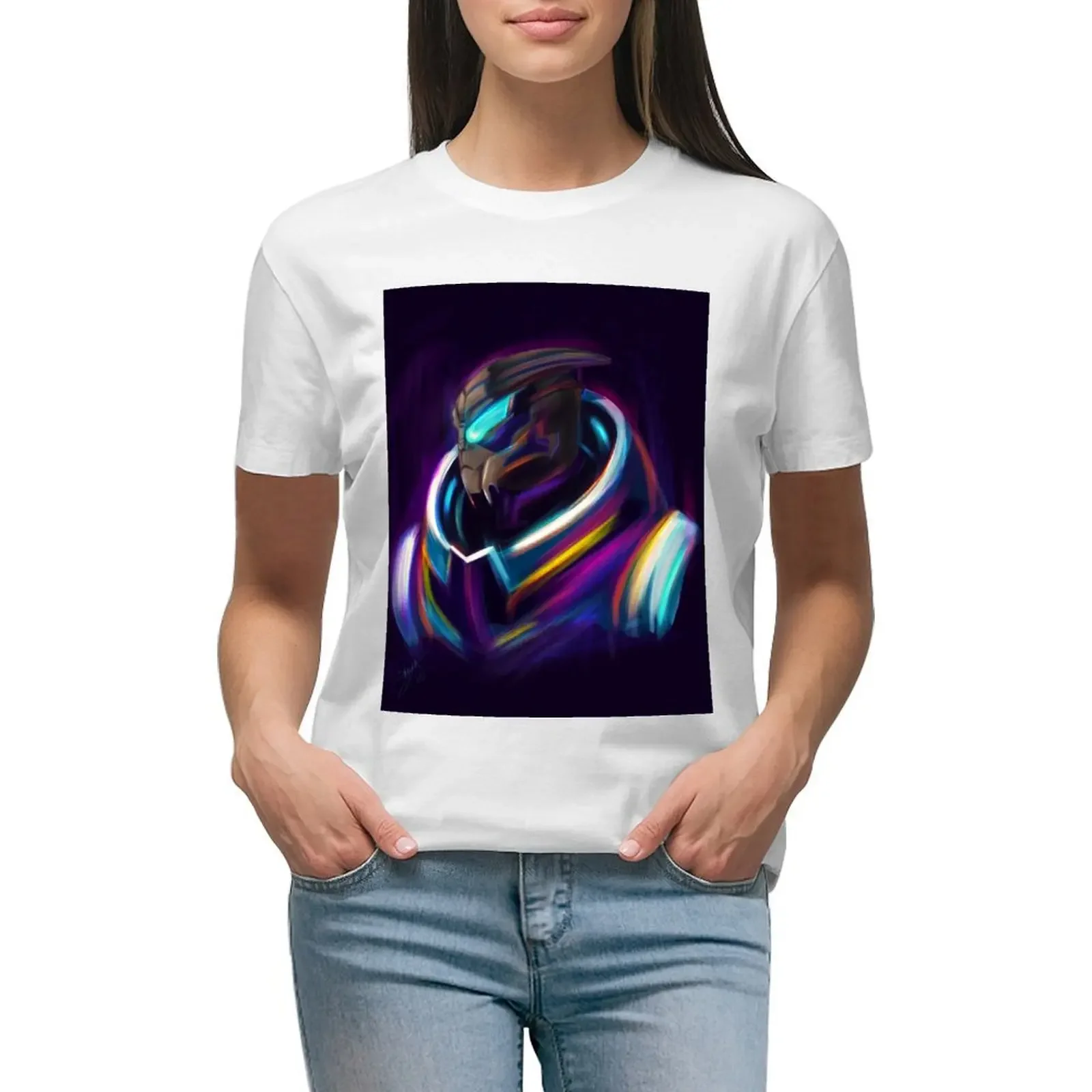 

NEON Garrus Vakarian Fan Art T-shirt shirts graphic tees cute clothes kawaii clothes summer blouses woman 2024