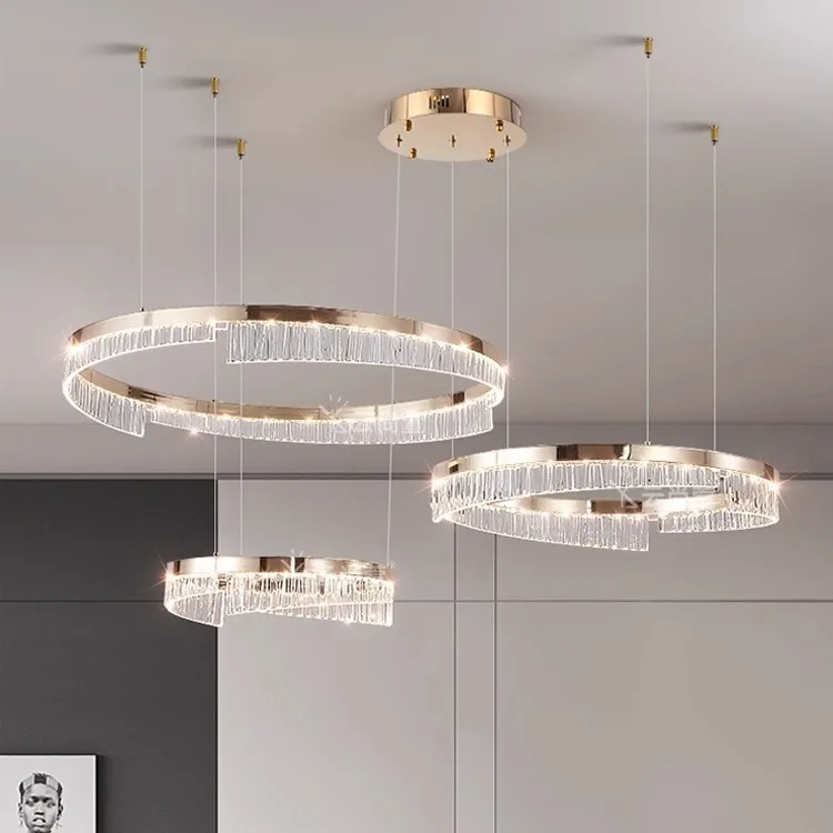 

Italian Light Luxury Living Room Chandelier Ring Dining Room Light Modern Simple Atmosphere Model Room Bedroom Light