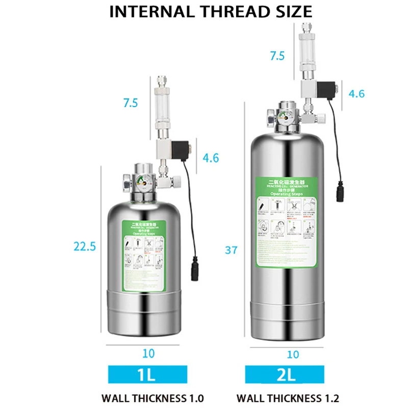 ZRDR حوض السمك مولد CO2 المزدوج قياس الضغط فقاعة قياس صمام الكهرومغناطيسي خزان الأسماك المواد الخام مولد ثاني أكسيد الكربون التفاعلية