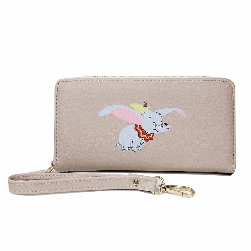 Disney Stitch Lady Dumbo Coin Bag Pu Princess Handbag Long Zipper Wallet Mermaid Cartoon Card Holder