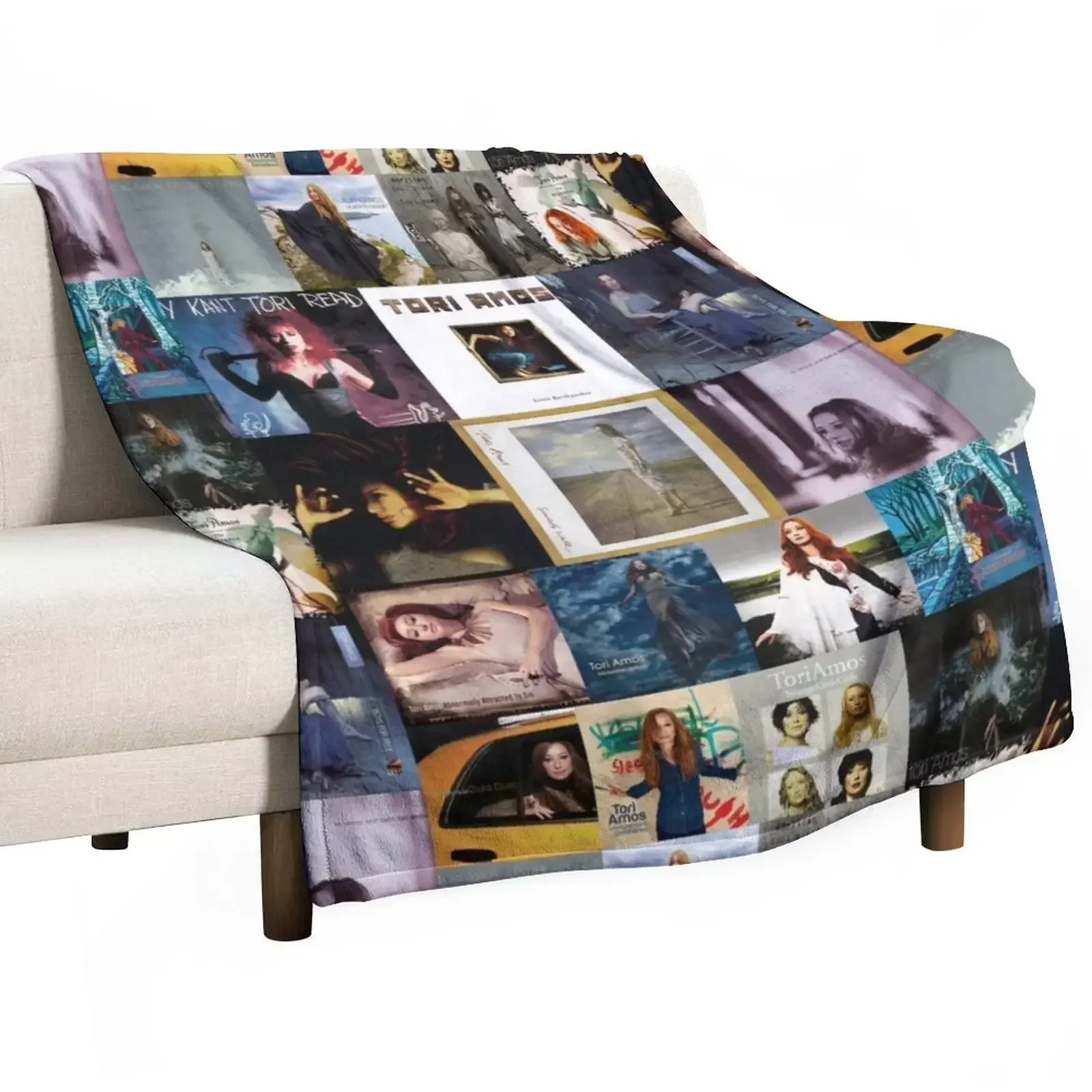 

Tori Amos Album Records Collage Collection Print Throw Blanket Personalized Gift Soft Plaid Luxury Thicken Blankets