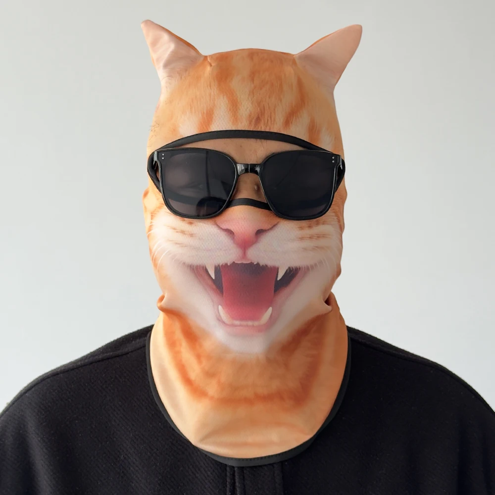 

3D Cat Design Summer Full Face & Neck Sun Protection Mask, Breathable and Quick-Dry, Ideal for Outdoor Cycling Helmet Liner