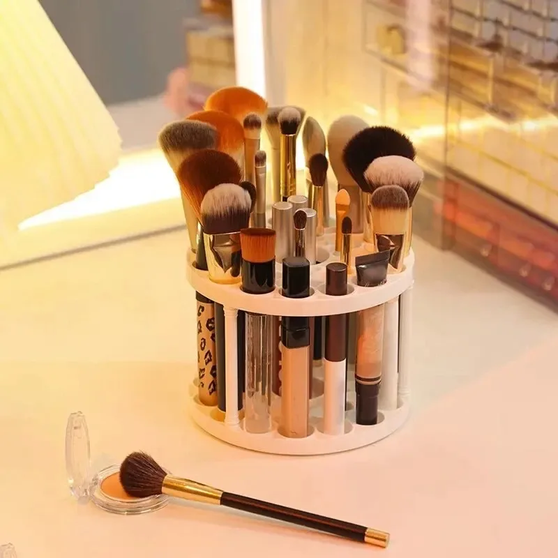 Large-capacity Round Insert Brush Holder Round Plastic Simple Multifunctional Brush Display Stand Cosmetic Brush Organizer