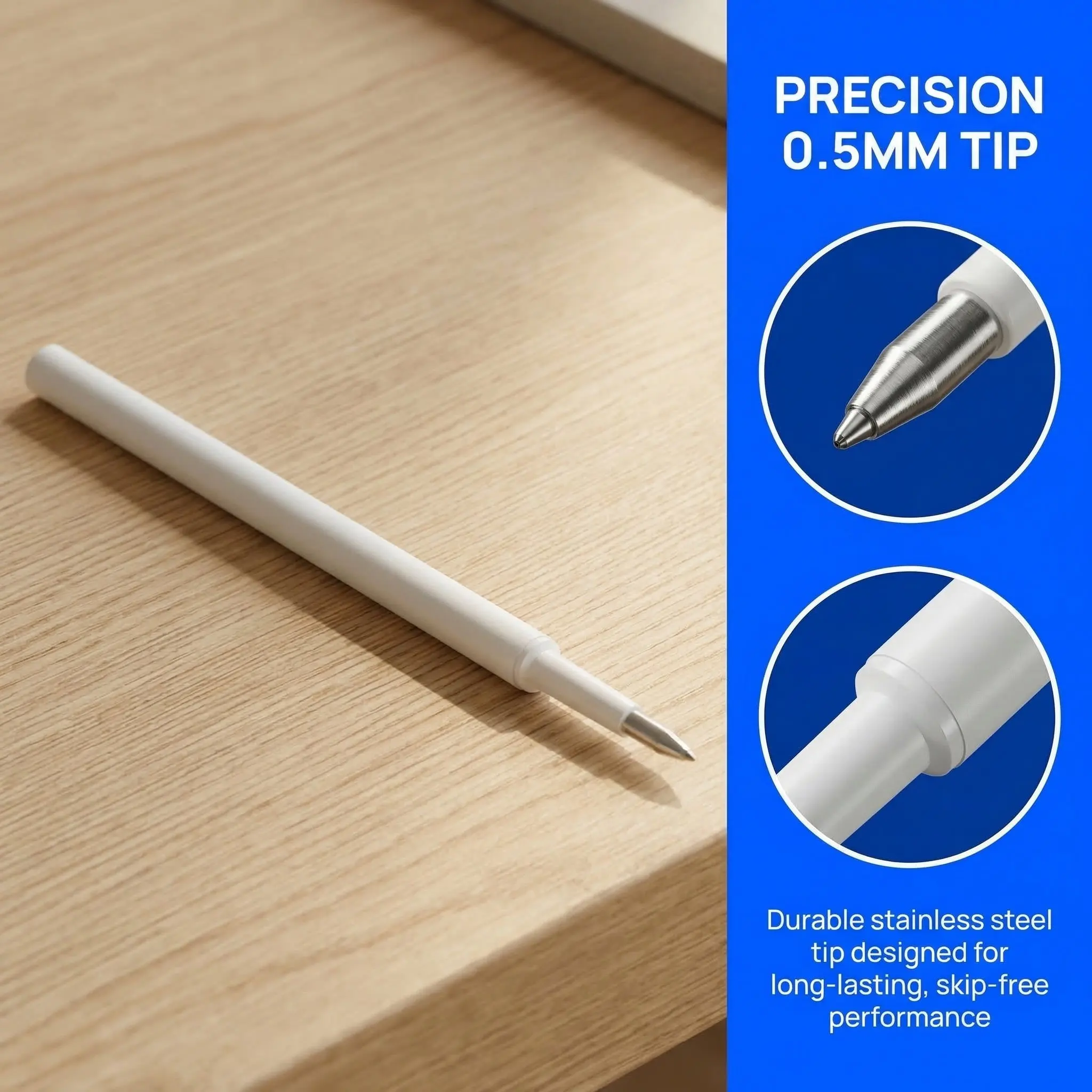 

120 шт. черных гелевых стержней для ручек с тонким наконечником 0,5 мм, чернила для шариковых ручек с кнопочным механизмом, обеспечивают плавное письмо для офиса или школы