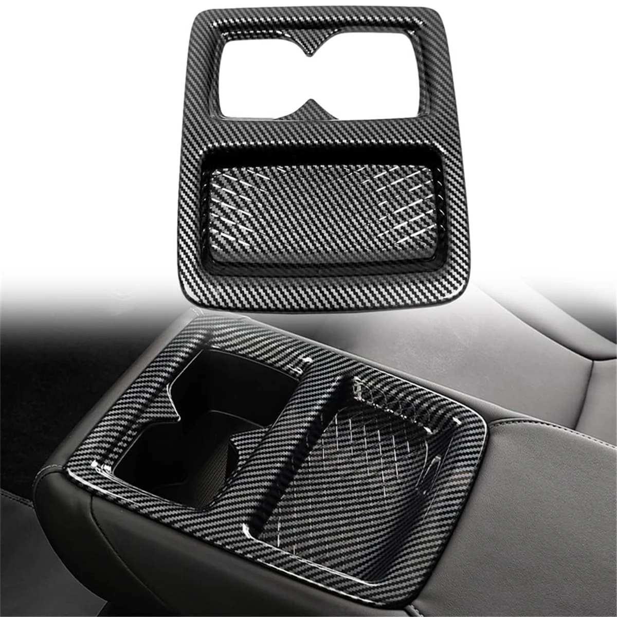 For Honda Accord 2023 2024 11Th Gen Car Rear Water Cup Holder Cover Trim Interior Accessories ABS Carbon